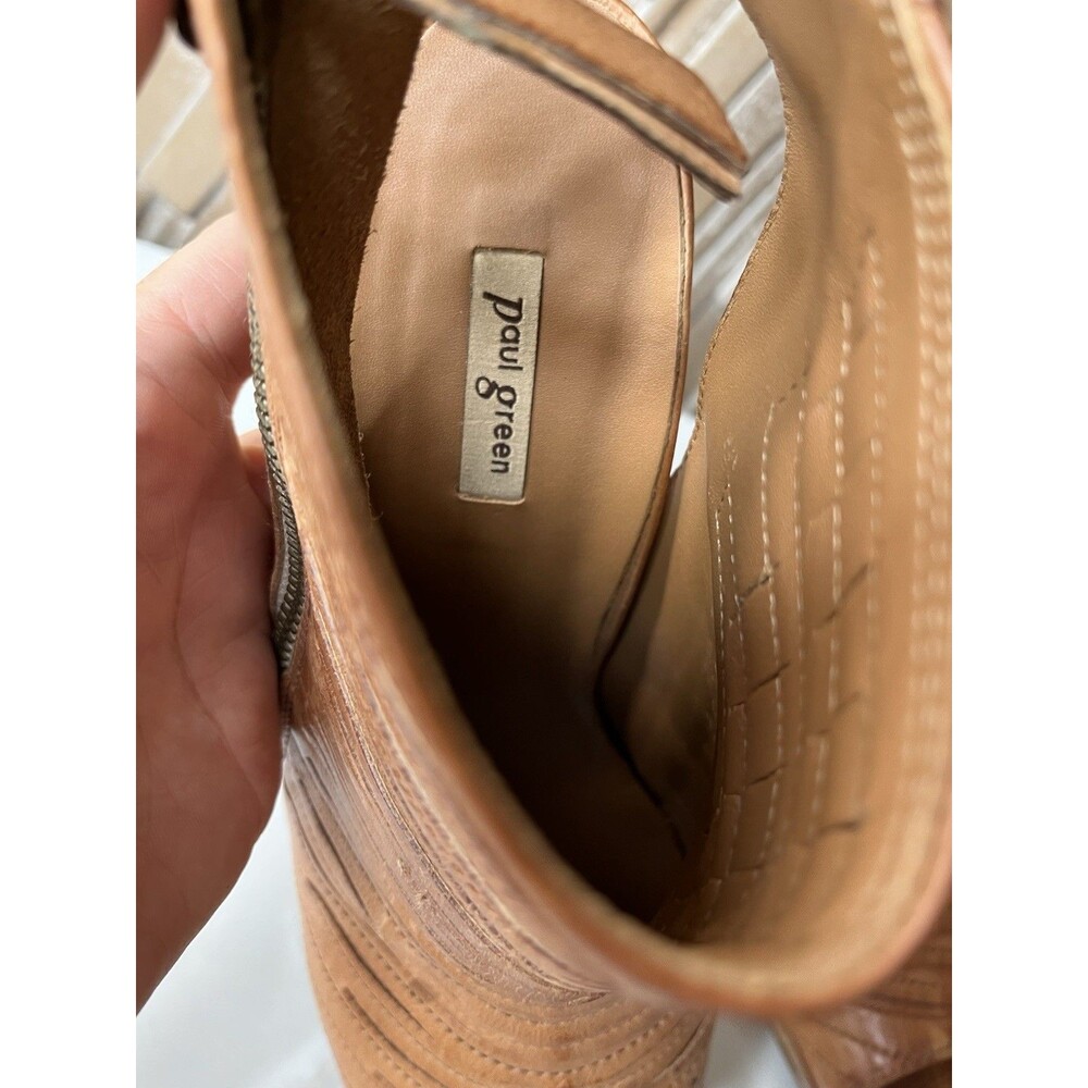 PAUL GREEN Cayanne Peep Toe Sandal Heels BOOTIE Leather Brown Sz Uk 5.5 Us 8 - Picture 6 of 8
